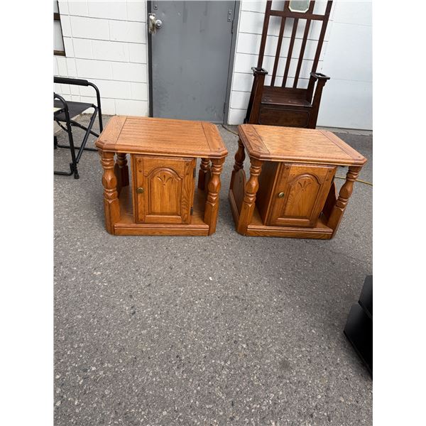 2 side tables measure 18" x 15" x 23 and three-quarter inches tall