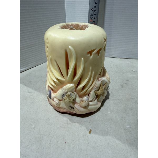 7 inch shell/carved candle