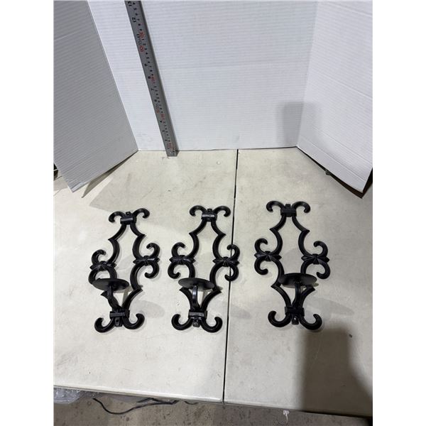 Set of three wrought iron Candle Holder wall mount