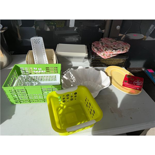 Tins baskets and containers