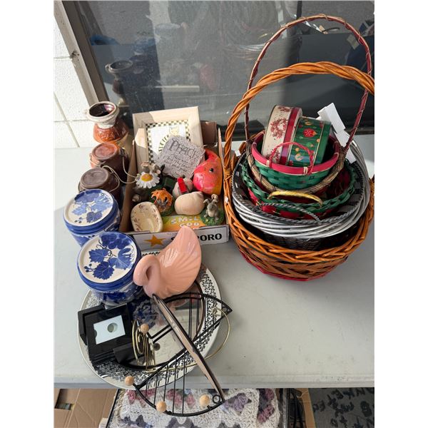 Canisters baskets and other home decor