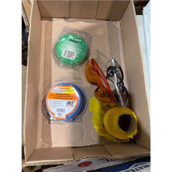 Trimmer line and safety glasses