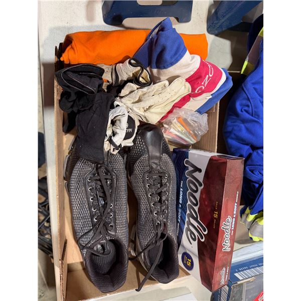 Golf balls, gloves, shoes, etc. shoes are size 8