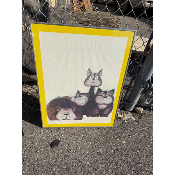 Cat picture measures 22 inches by 28 inches