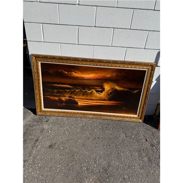 Vintage velvet artwork measures 63" x 34 1/2"