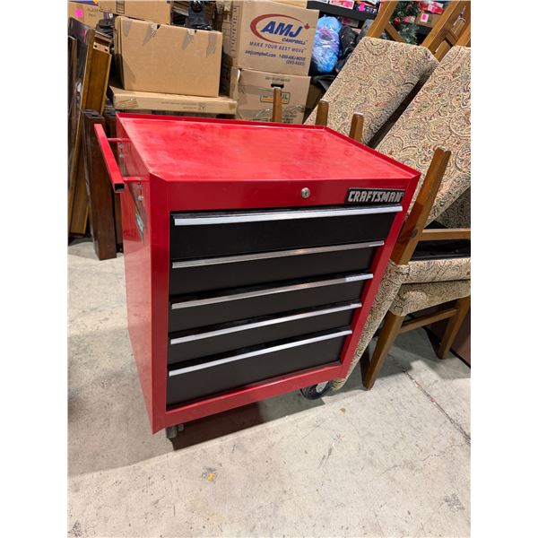 Craftsman toolbox with handle measures 29 1/2" x 19" x 35 1/2" tall