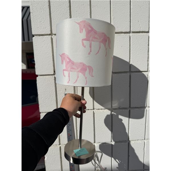 Pink unicorn side table lamp