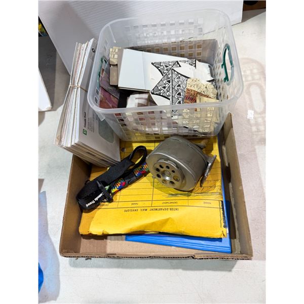 Assorted crafting items and pen, pencil sharpener