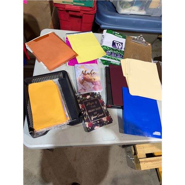 Notepads, binders, paper, etc.
