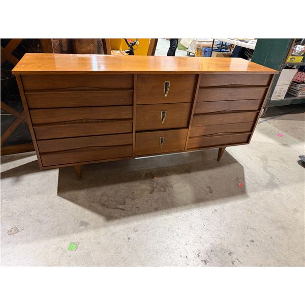 Dresser and mirror measures 65 1/4 inches long by 17 1/2 inches deep by 31 1/2 inches tall