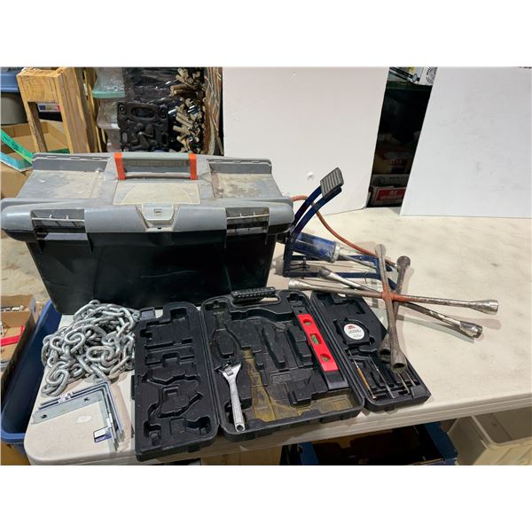 Chain's tire, iron, and other items