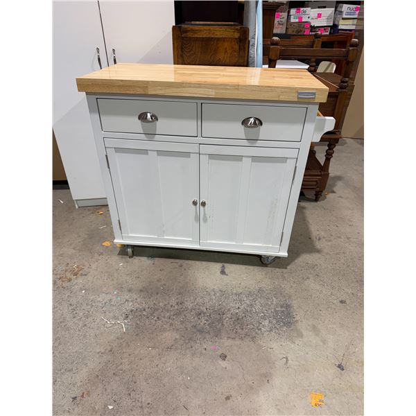 rolling cabinet measures 38 1/2" x 19" x 37 1/2" tall