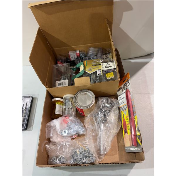 Sockets screws, carpenters, pencil, and other items
