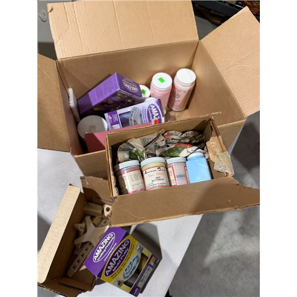 Assortment of crafting items, mold, putty, glaze, and other items