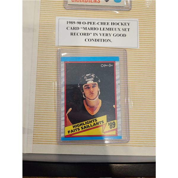 1989-90 O pee chee "mario Lemieux record set"