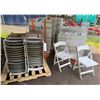 Image 1 : Qty Approx. 145 Folding White Chairs w/ Upholstered Seats
