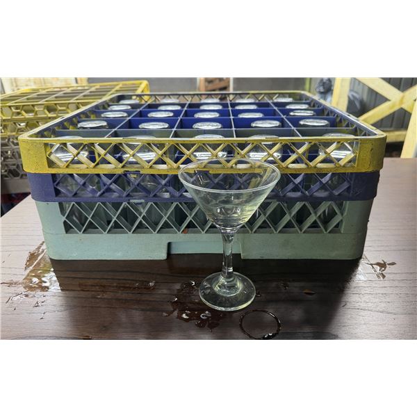 Qty Approx. 24 Martini Glasses 6.5"H w/ Plastic Glass Rack