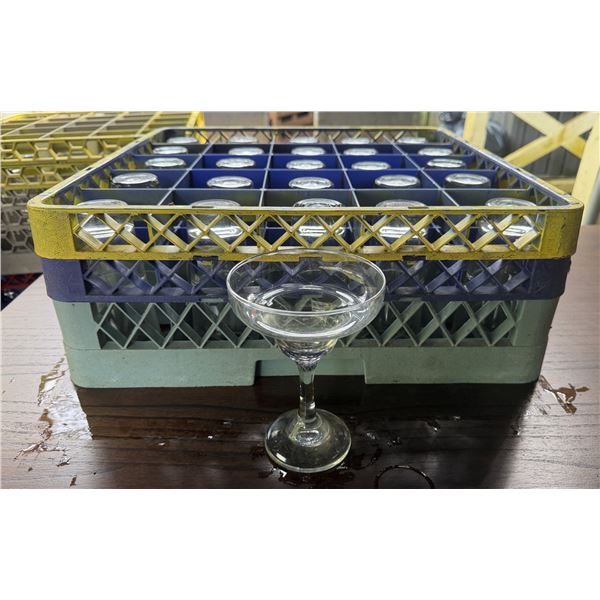 Qty Approx. 14 Margarita Glasses 6.5"H w/ Plastic Glass Rack