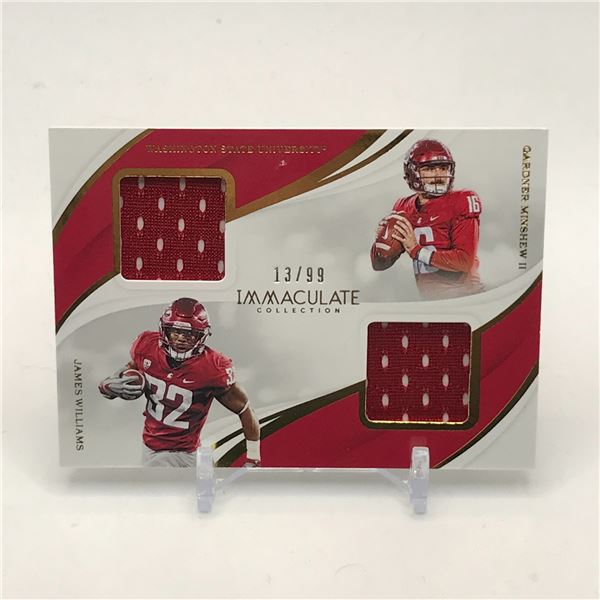2019 PANINI IMMACULATE COLLECTION JAMES WILLIAMS AND GARNED MINSHEW II DUAL PATCH TRADING CARD