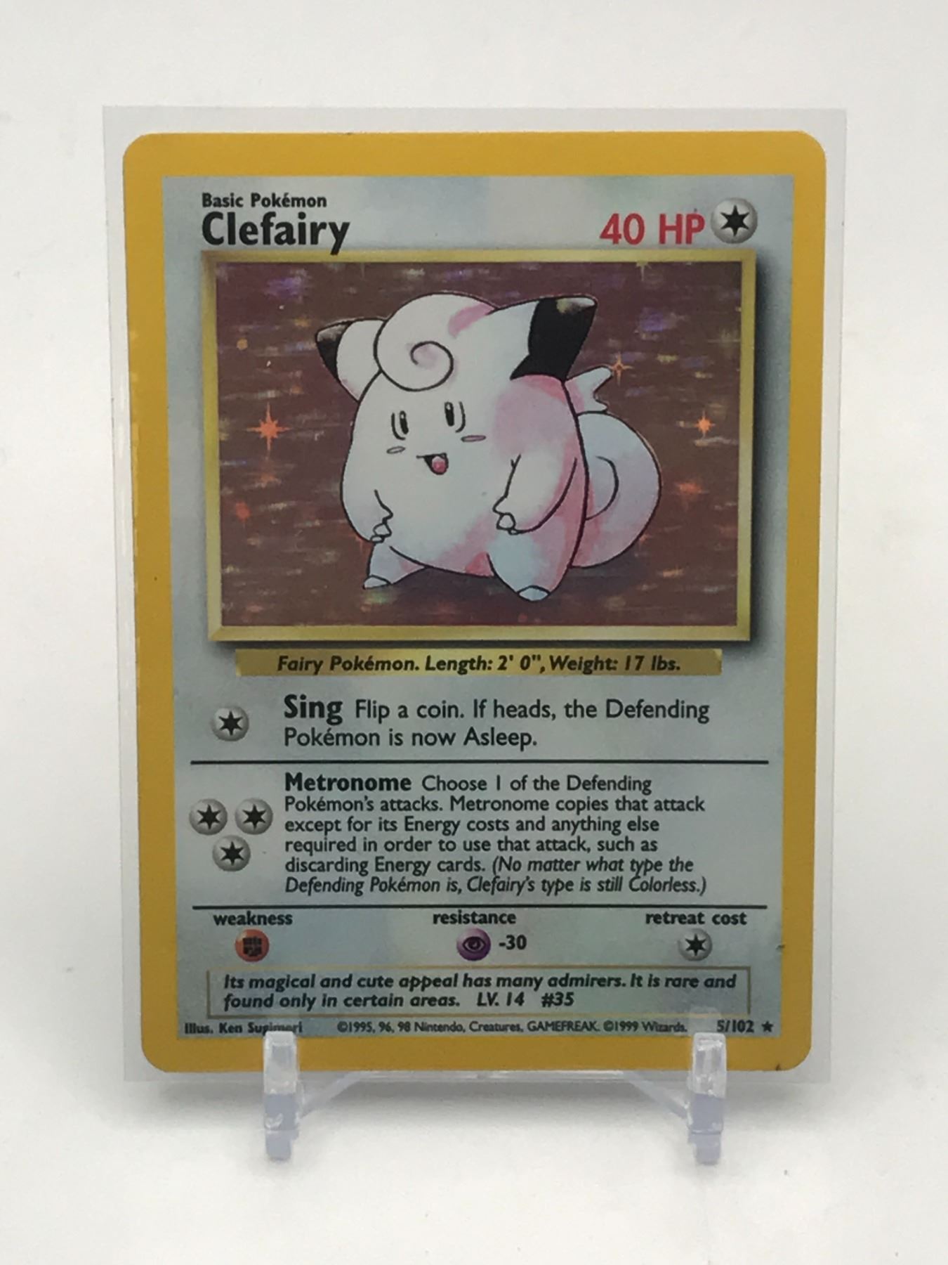 POKEMON TCG 1999 BASE SET CLEFAIRY #5 HOLO TRADING CARD