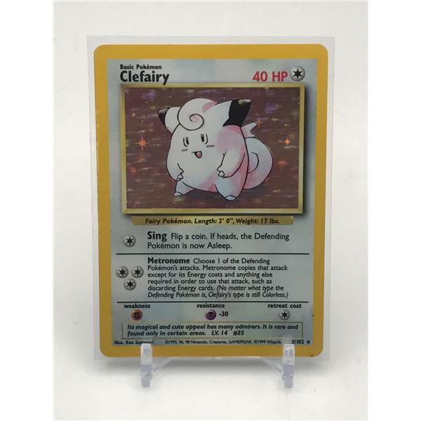 POKEMON TCG 1999 BASE SET CLEFAIRY #5 HOLO TRADING CARD