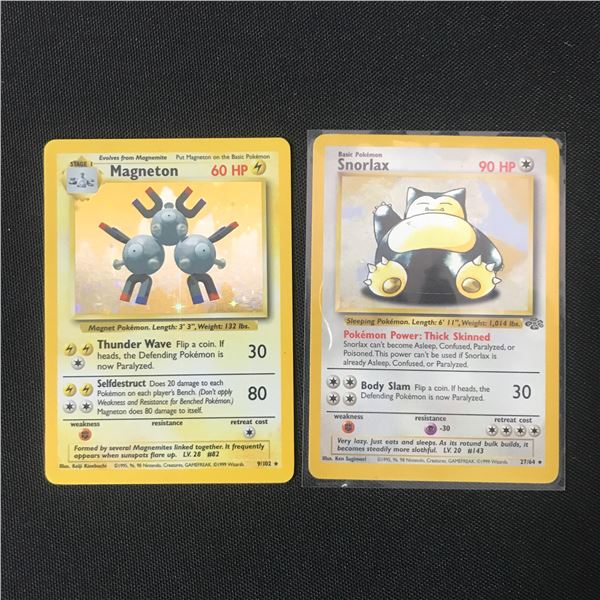 LOT OF 2 POKEMON TRADING CARDS SNORLAX & MAGNETON
