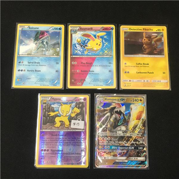 LOT OF 5 POKEMON TRADING CARDS