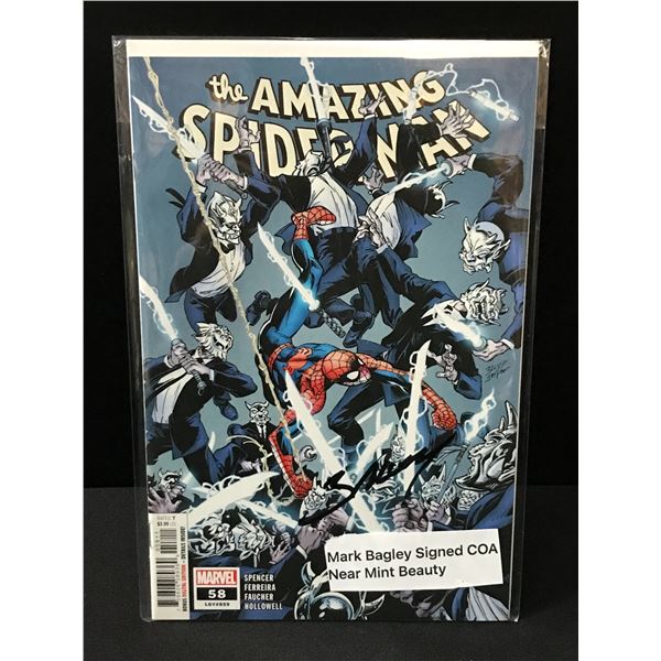 THE AMAZING SPIDERMAN #58 SIGNED BY MARK BAGLEY WITH COA - MARVEL COMICS