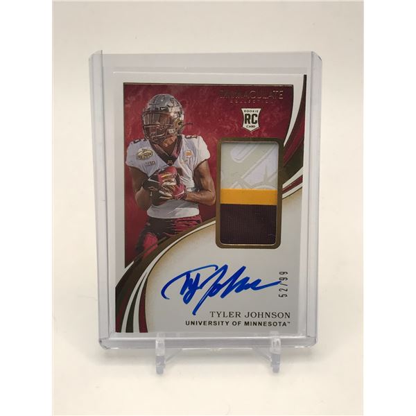 2020 PANINI IMMACULATE COLLECTION COLLEGIATE TY JOHNSON SIGNED PATCH ROOKIE TRADING CARD 52/99