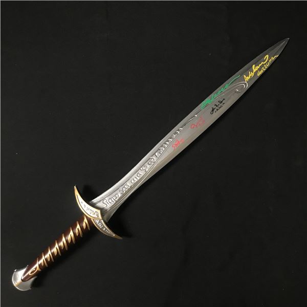ASTIN, WOOD, BLOOM, SERKIS AND RHYS DAVIES SIGNED LOTR SWORD - WWOC COA