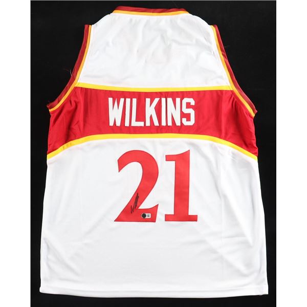 DOMINIQUE WILKINS SIGNED HUMAN HIGHLIGHT BASKETBALL JERSEY - BECKETT COA