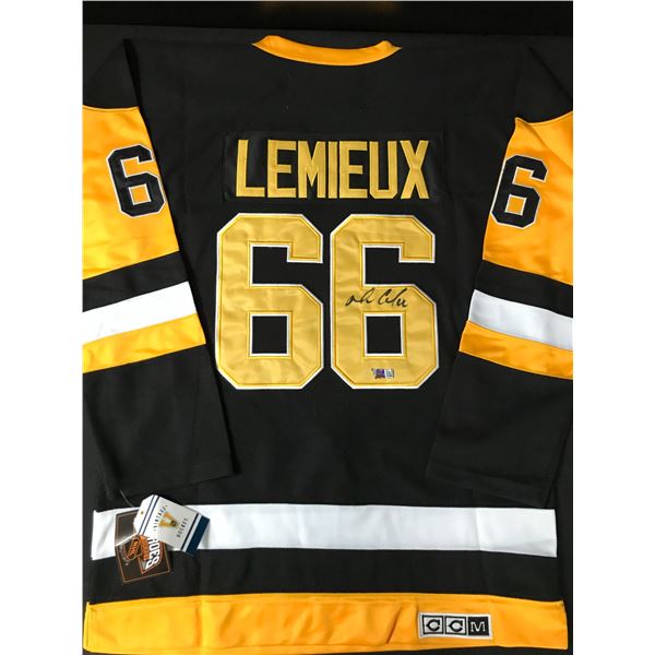 MARIO LEMIEUX SIGNED PITTSBURGH PENGUINS CUSTOM JERSSEY - ACE COA