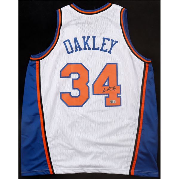 CHARLES OAKLEY SIGNED NEW YORK KNICKS BASKETBALL JERSEY - BECKETT COA