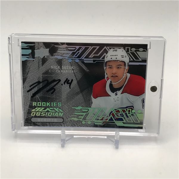 2019-20 UPPER DECK BLACK ROOKIES OBSIDIAN SCRIPTS NICK SUZUKI SIGNED ROOKIE CARD