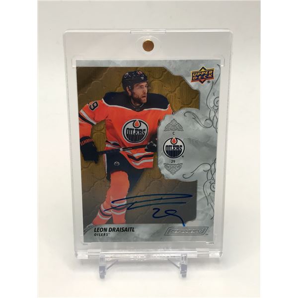 2O19-20 UPPER DECK ENGRAINED LEON DRAISAITL SIGNED HOCKEY TRADING CARD