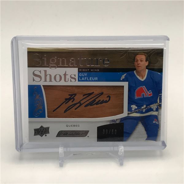 2018-19 UPPER DECK SIGNATURE SHOTS GUY LAFLEUR SIGNED TRADING CARD 39/50