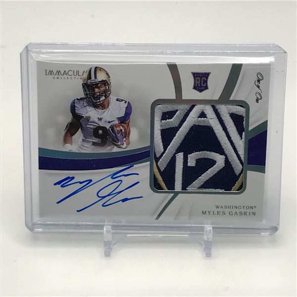 2019 PANINI IMMACULATE COLLECTION COLLEGIATE MYLES GASKIN SIGNED ROOKIE PATCH TRADING CARD 1/1