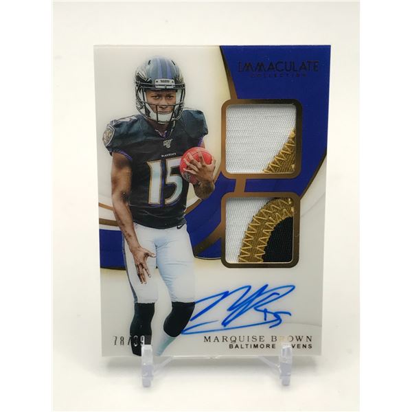 2019 PANINI IMMACULATE COLLECTION HOLLYWOOD BROWN SIGNED TWIN PATCH TRADING CARD 78/99