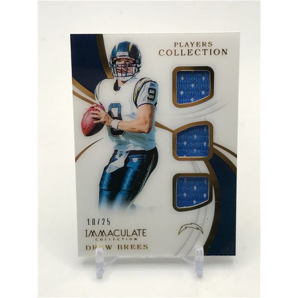 2019 PANINI IMMACULATE COLLECTION FOOTBALL DREW BREES TRIPLE GAME WORN PATCH CARD 10/25