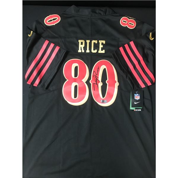 JERRY RICE SIGNED SAN FRANCISCO 49ERS CUSTOM FOOTBALL JERSEY - ACE COA