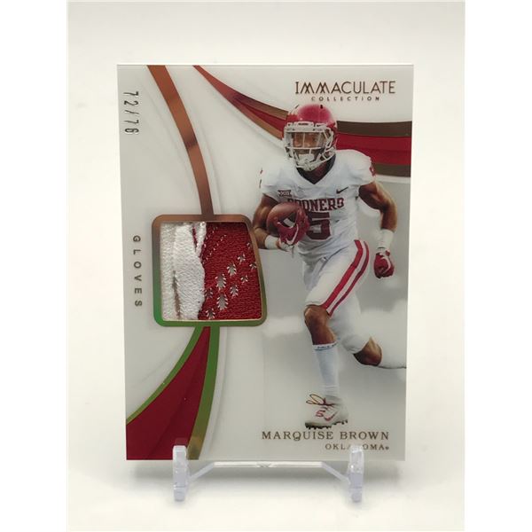 2019 PANINI IMMACULATE COLLECTION COLLEGIATE MARQUISE BROWN GLOVES PATCH TRADING CARD 72/76