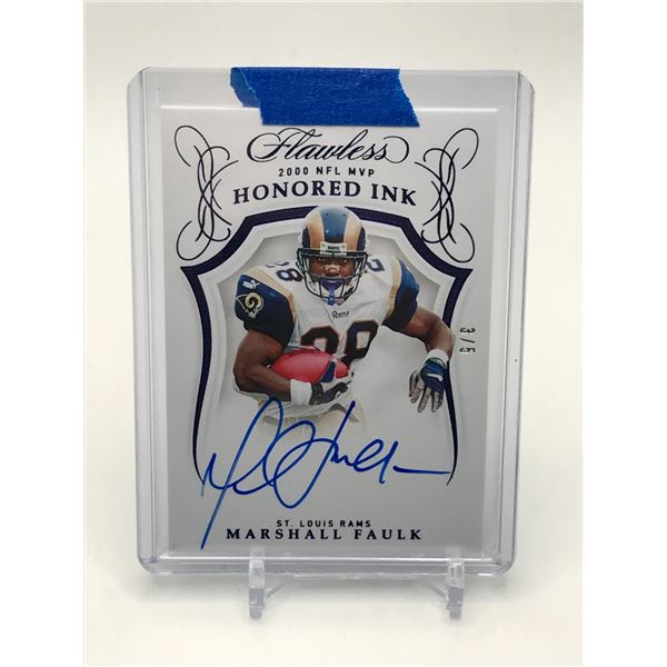 2019 PANINI FLAWLESS FOOTBALL 2000 NFL MVP HONORED IN INK MARSHALL FAULK 3/5