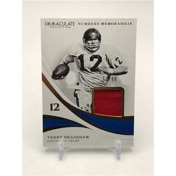 2019 PANINI IMMACULATE COLLECTION COLLEGIATE TERRY BRADSHAW GAME USED TRADING CARD 11/49