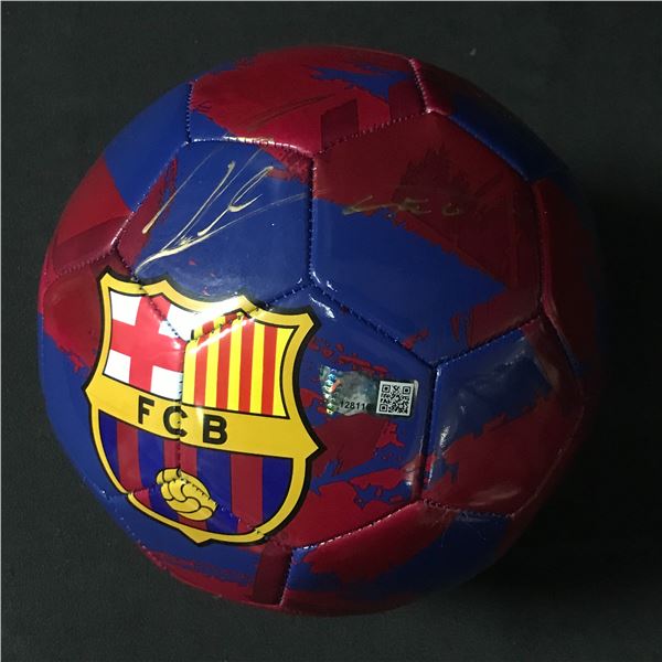 LIONAL MESSIS SIGNED FC BARCELONA SOCCER BALL ACE COA)