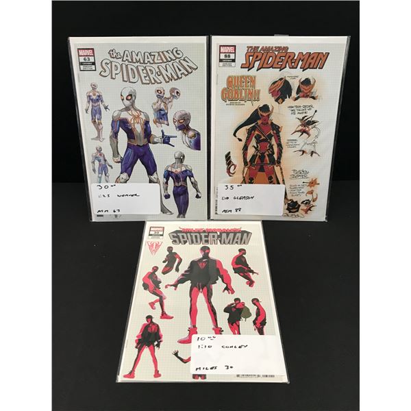 LOT OF 3 COMICS FEATURING SPIDERMAN 1:10 X2 AND 1:25 VARIANTS - MARVEL COMICS