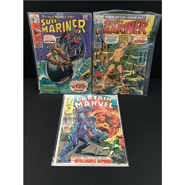 LOT OF 3 MARVEL COMICS INCLUDING SUB MARINER #24-25