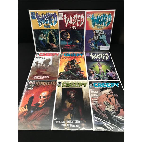 LOT OF 9 COMICS INCLUDING 4 TWISTED TALES - VARIOUS PUBLISHERS