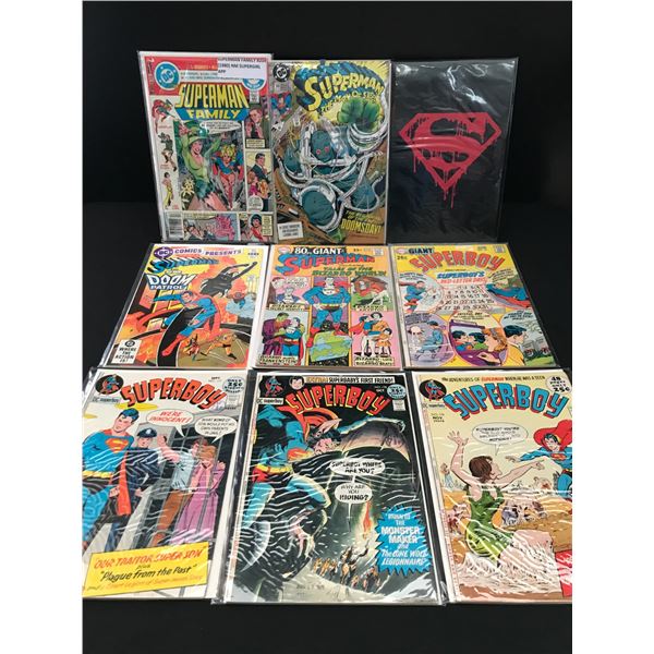LOT OF 9 COMICS FEATURING SUPERMAN OR SUPERBOY - DC COMICS
