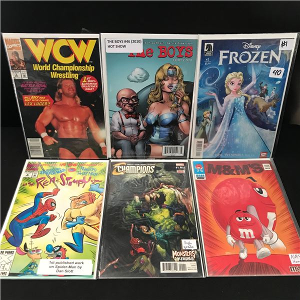 LOT OF 6 COMICS INCLUDING FROZEN #1 - VARIOUS TITLES AND PUBLISHERS