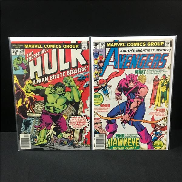 LOT OF 2 MARVEL COMICS INCLUDING THE INCREDIBLE HULK #206